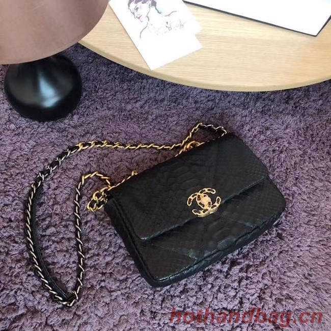 CHANEL 19 Flap Bag Original Snake skin flap bag AS1160 Black