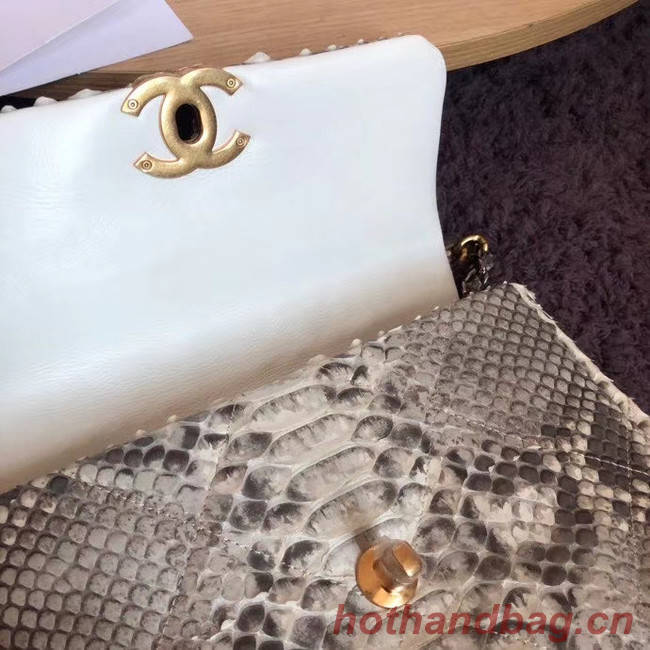 CHANEL 19 Flap Bag Original Snake skin flap bag AS1160 grey