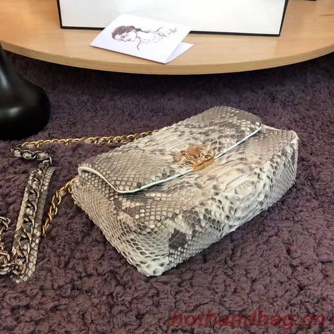 CHANEL 19 Flap Bag Original Snake skin flap bag AS1160 grey