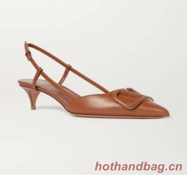 Valentino Garavani Leather Sandal Shoes V80777 Brown