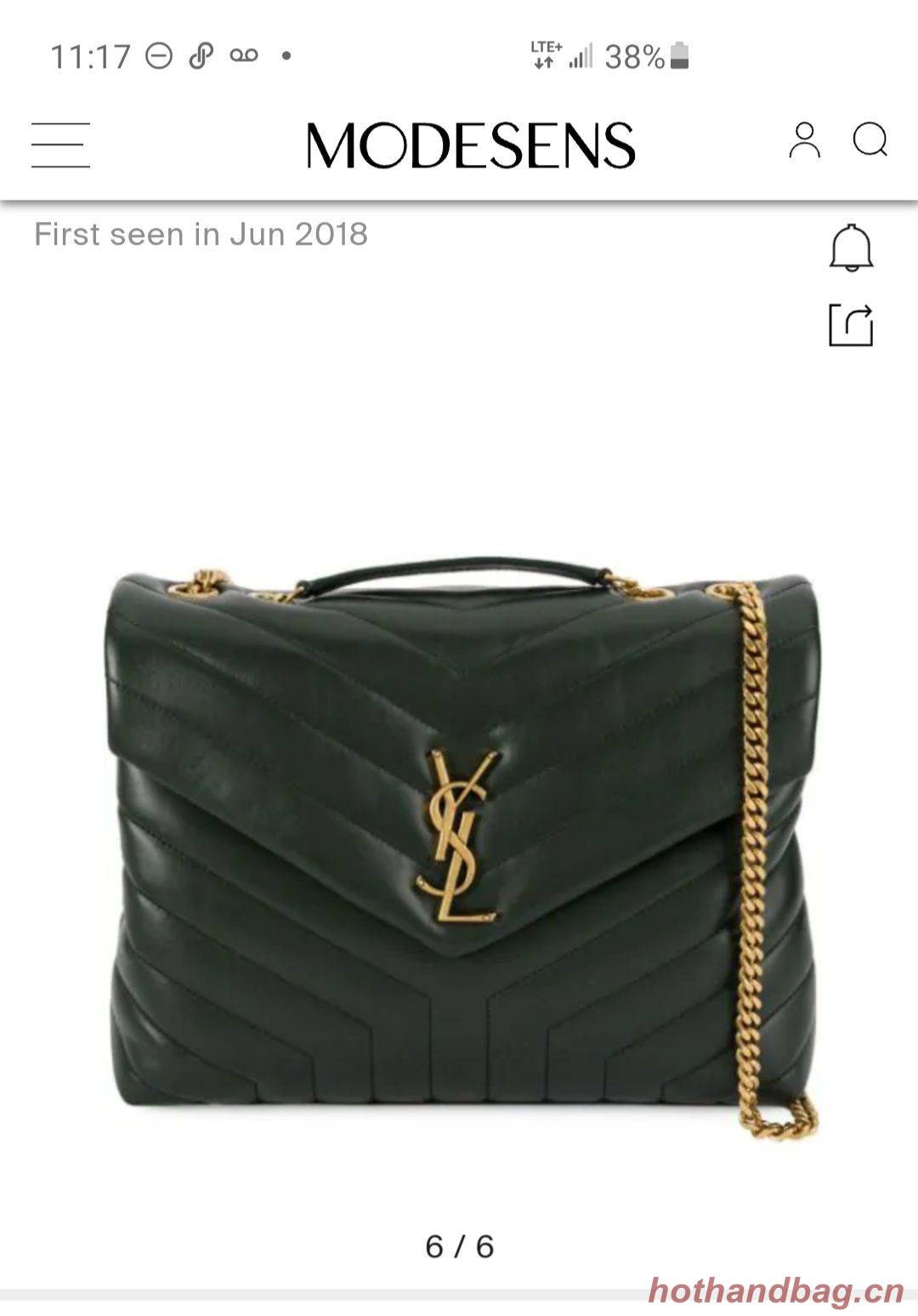 SAINT LAURENT Loulou Monogram medium quilted leather shoulder bag 74558 blackish green