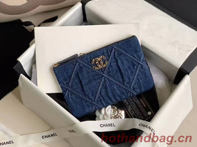 Chanel 19 small carry on bag AP1059 blue