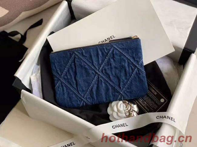 Chanel 19 small carry on bag AP1059 blue