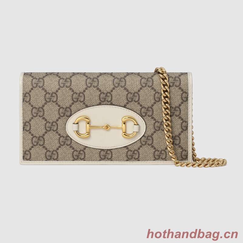 Gucci Horsebit 1955 wallet with chain 621892 white