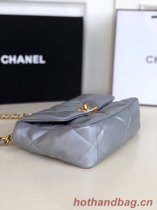 Chanel 19 flap bag AS1160 silver