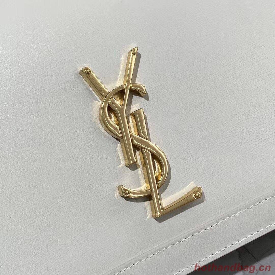 Yves Saint Laurent Calfskin Leather Shoulder Bag Y635627 White