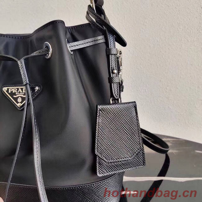 Prada Saffiano leather mini shoulder bag 1BE055 black