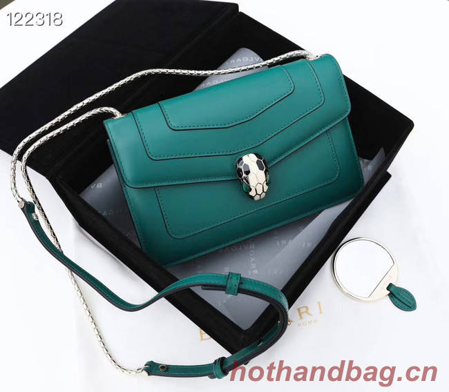 Bvlgari Serpenti Forever leather small crossbody bag 28090 Emerald