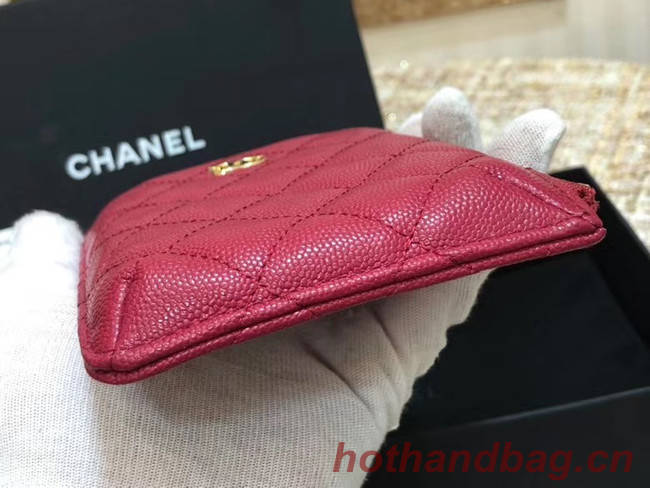 Chanel Calfskin Leather Card packet & Gold-Tone Metal A81598 rose