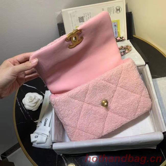 Chanel 19 wool flap bag AS1160 pink