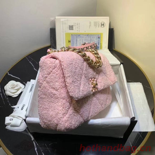 Chanel 19 wool flap bag AS1160 pink