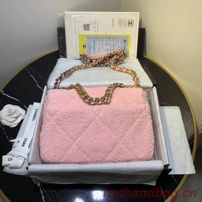 Chanel 19 wool flap bag AS1160 pink