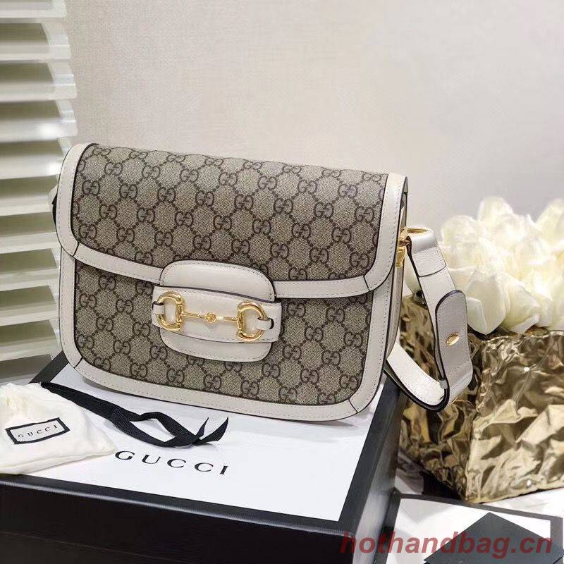 Gucci Horsebit 1955 GG Supreme Bag 602204 White