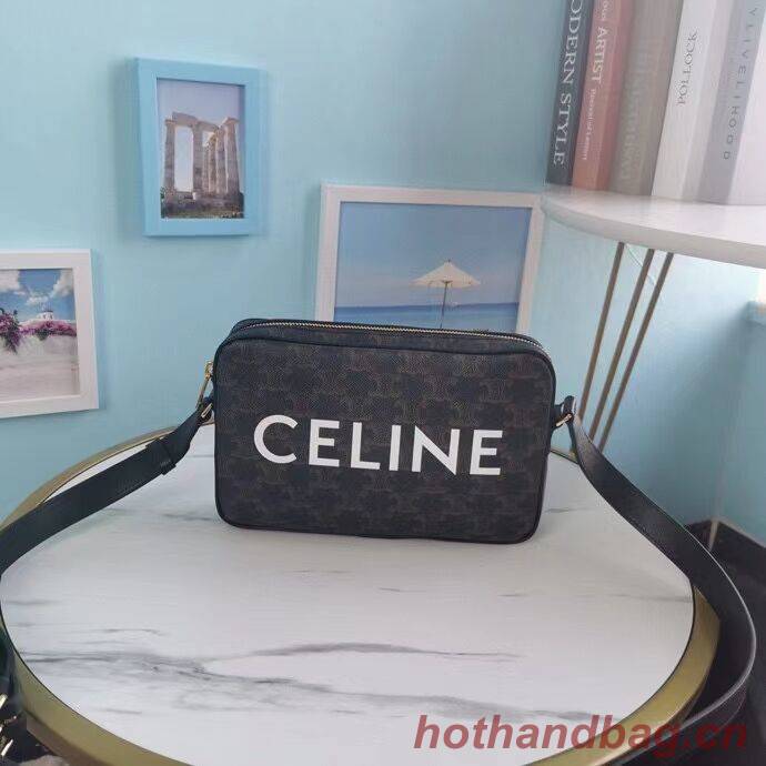 Celine MINI FOLCO BAG IN TRIOMPHE CANVAS CL9450 black