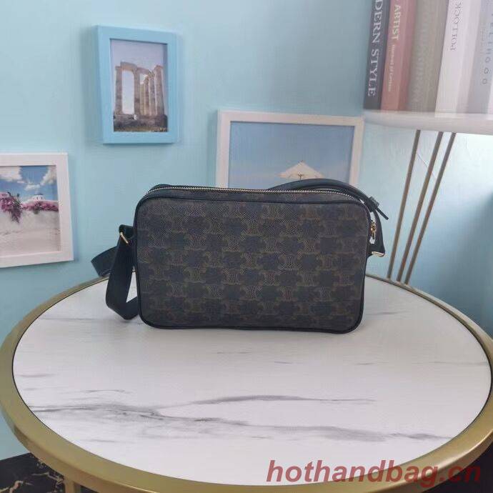 Celine MINI FOLCO BAG IN TRIOMPHE CANVAS CL9450 black