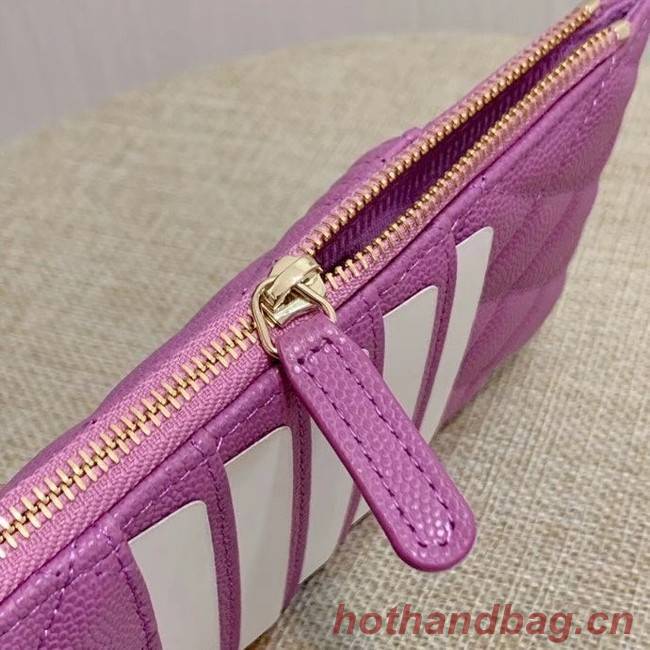 BOY CHANEL Calfskin Leather Card packet AP1482 Lavender