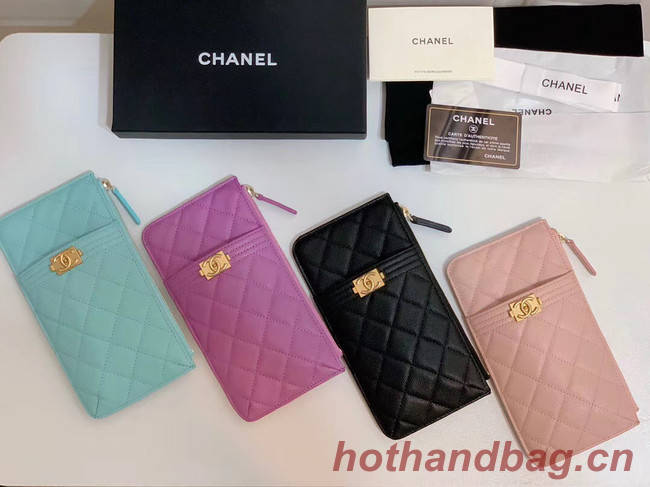 BOY CHANEL Calfskin Leather Card packet AP1482 black