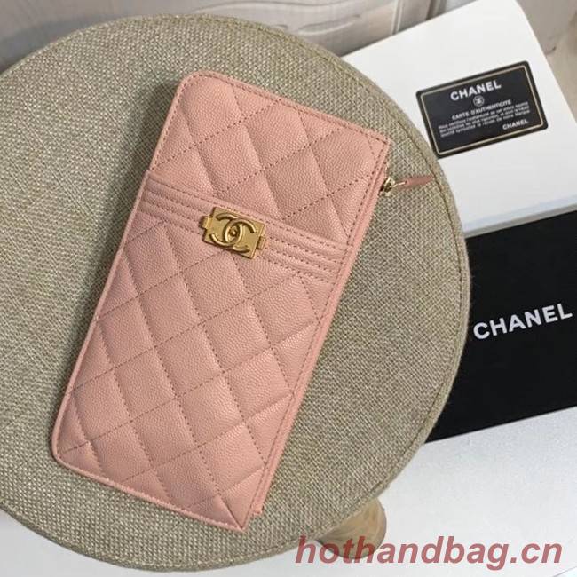 BOY CHANEL Calfskin Leather Card packet AP1482 pink