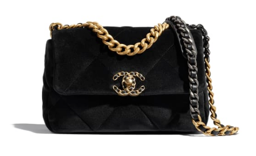 Chanel 19 flap bag velvet AS1160 black