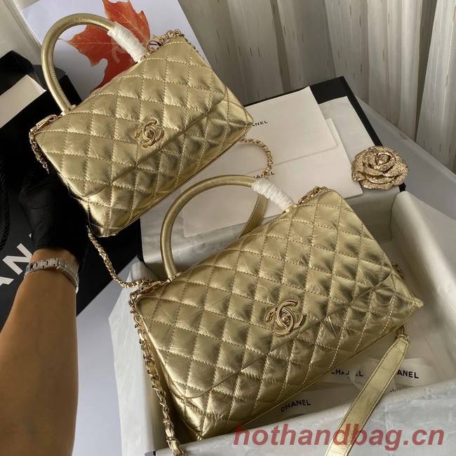 Chanel Small Flap Bag with Top Handle 92990 GOLD