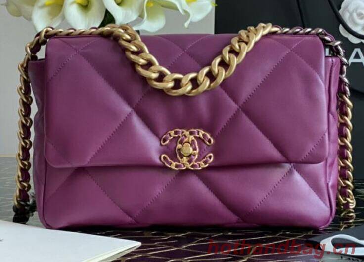 Chanel 19 flap bag AS1160 purple