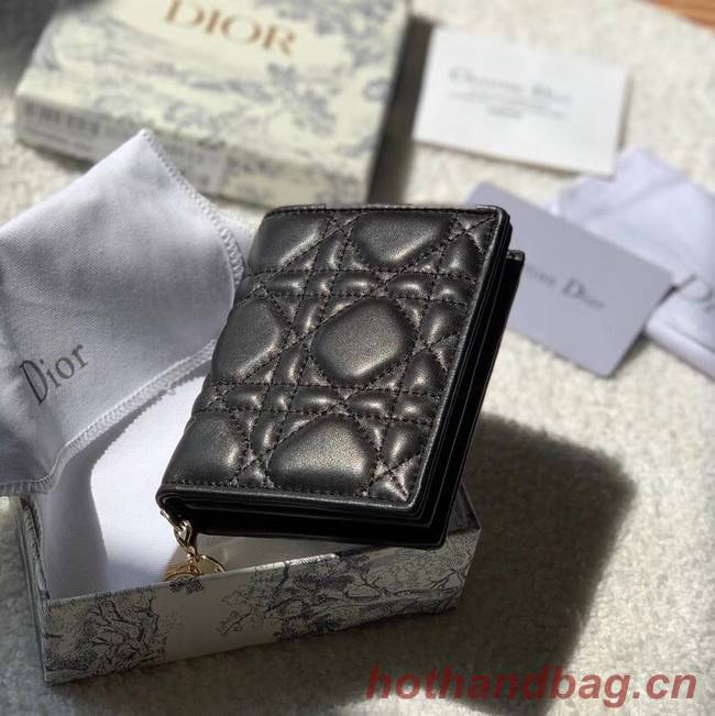 MINI LADY DIOR WALLET Cannage Lambskin S0178 black