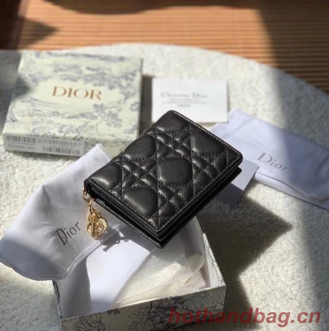 MINI LADY DIOR WALLET Cannage Lambskin S0178 black