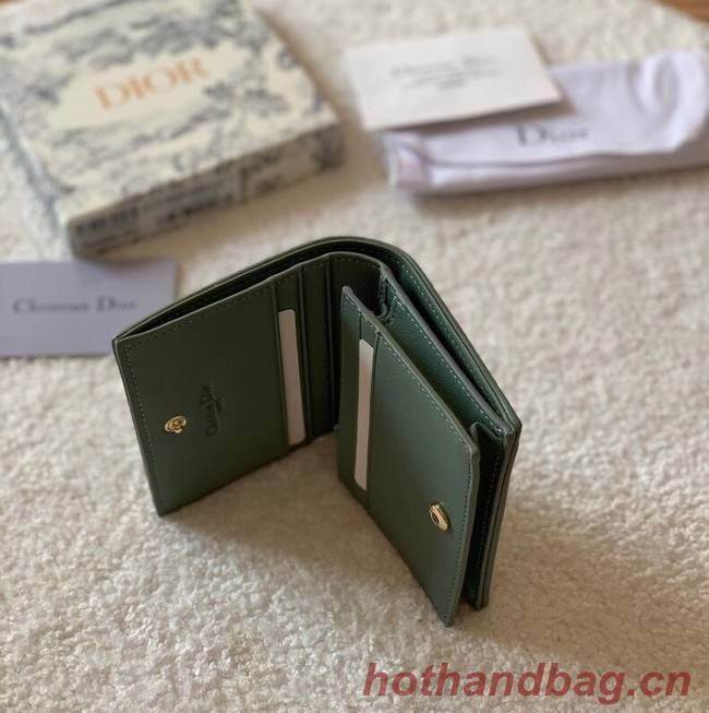 MINI LADY DIOR WALLET Cannage Lambskin S0178 green