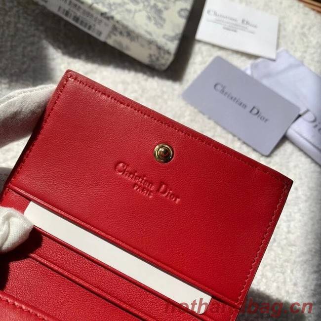 MINI LADY DIOR WALLET Cannage Lambskin S0178 red