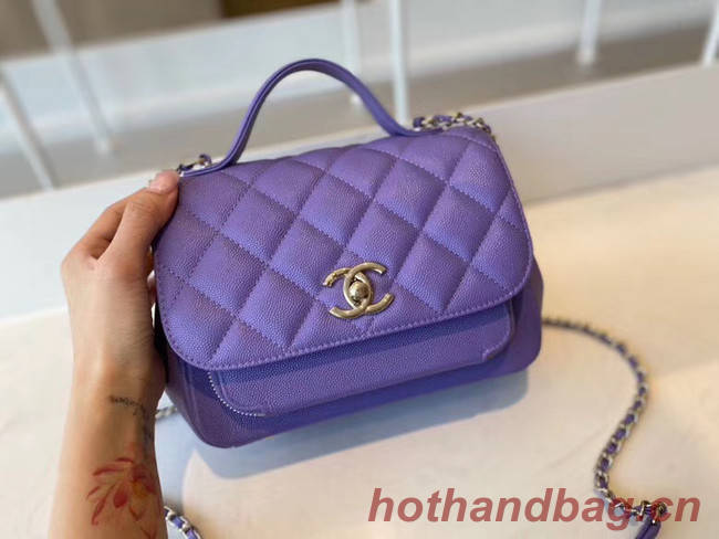 Chanel small flap bag Calfskin & Gold-Tone Metal A93749 purple