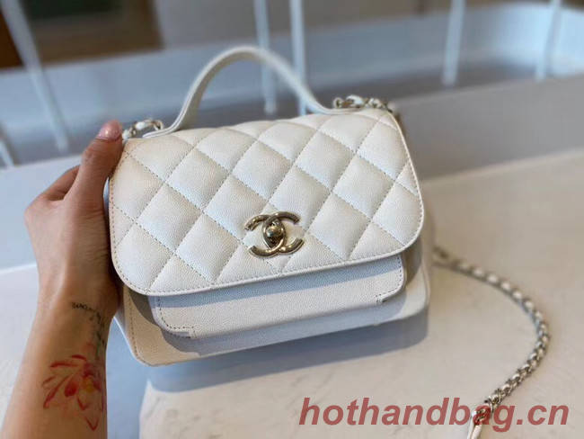 Chanel small flap bag Calfskin & Gold-Tone Metal A93749 white