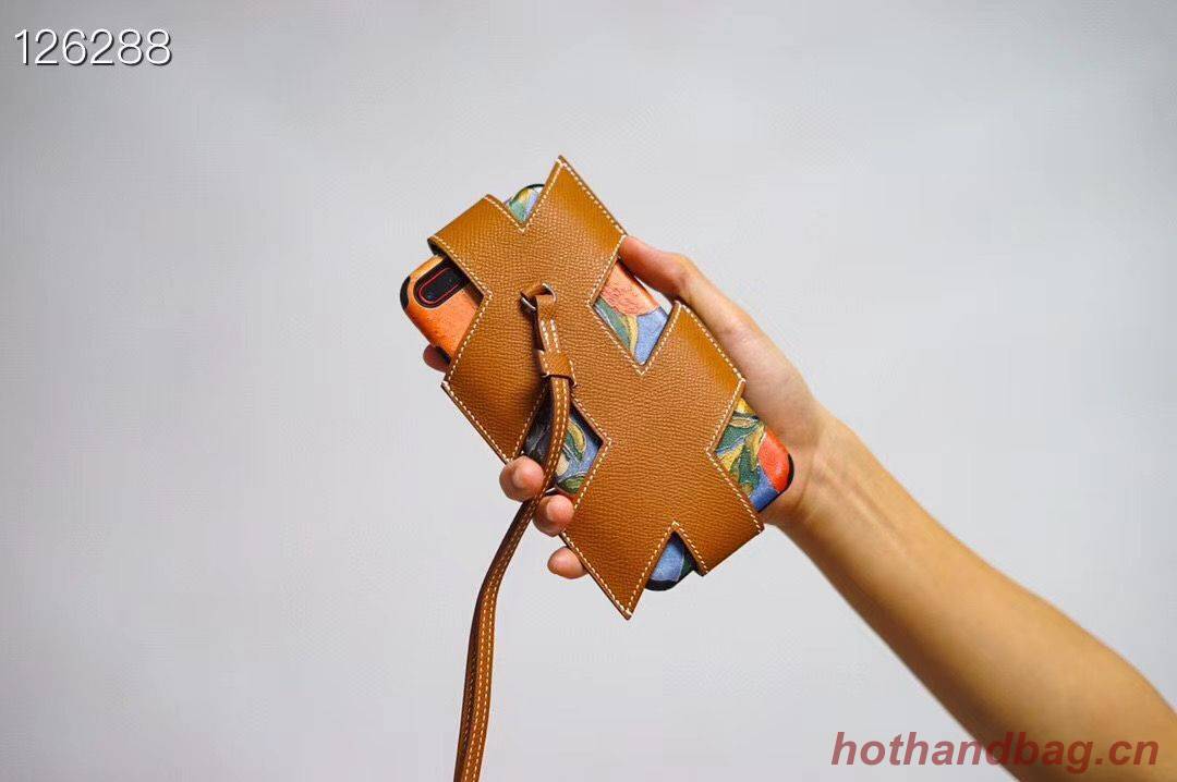 Hermes iPhone 11 pro Case Bag Original Leather H6698 Brown