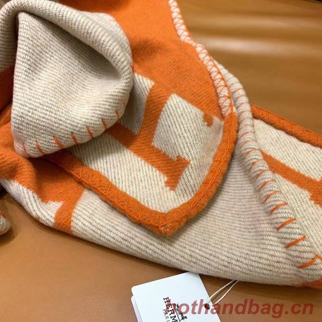 Hermes Lambswool & Cashmere Shawl & Blanket 71155 Orange