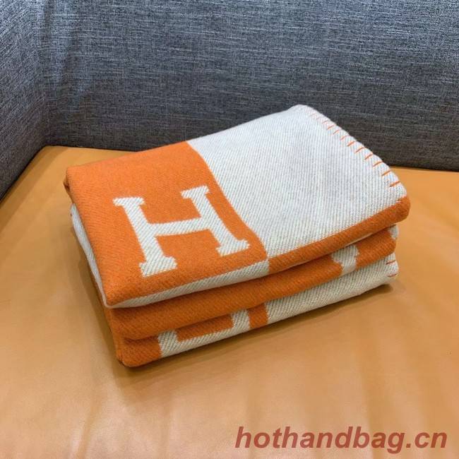 Hermes Lambswool & Cashmere Shawl & Blanket 71155 Orange