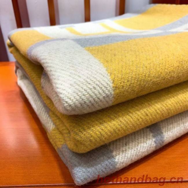 Hermes Lambswool & Cashmere Shawl & Blanket 71155 yellow