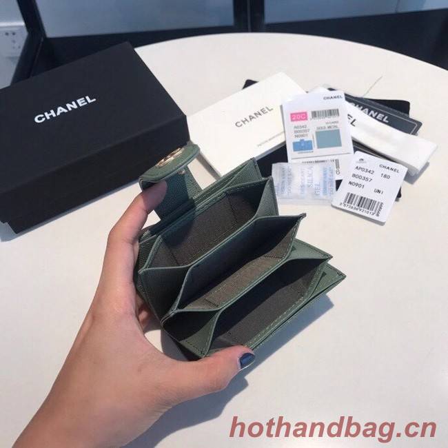 Chanel card holder AS0342 blackish green