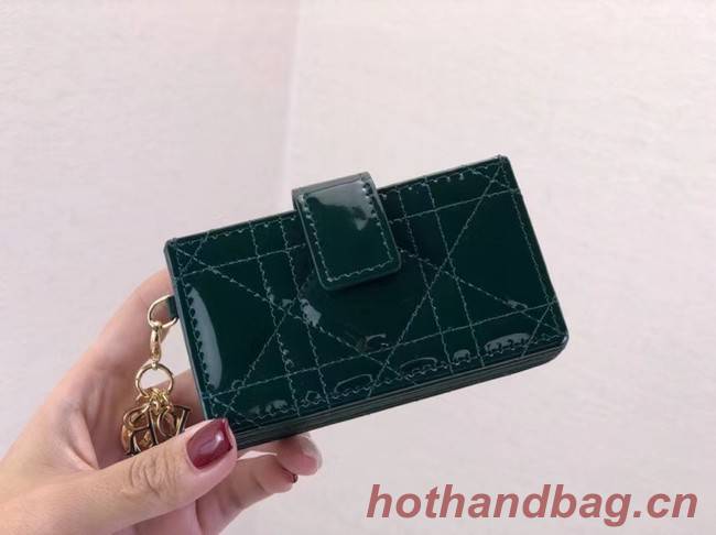 LADY DIOR 5-GUSSET CARD HOLDER Vents Patent Cannage Calfskin S0074OV blackish green