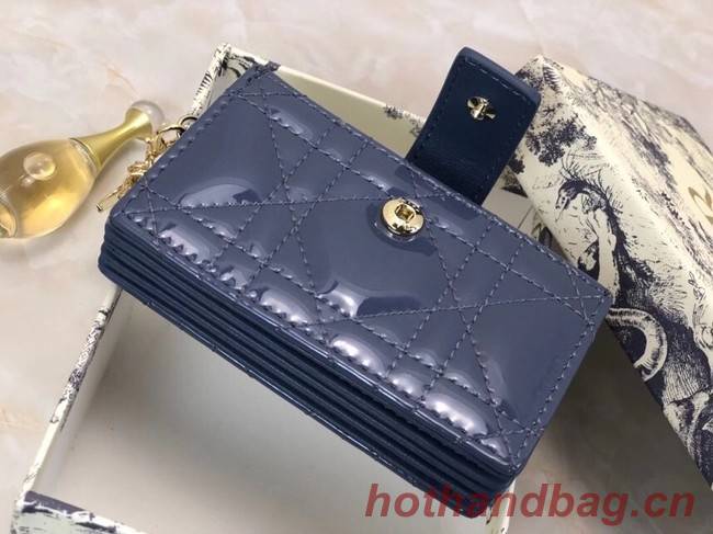 LADY DIOR 5-GUSSET CARD HOLDER Vents Patent Cannage Calfskin S0074OV blue