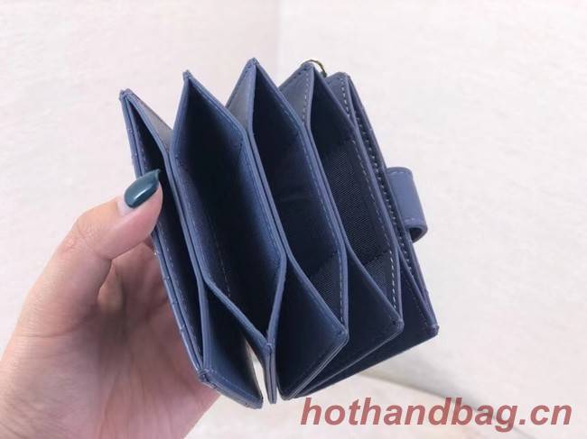 LADY DIOR 5-GUSSET CARD HOLDER Vents Patent Cannage Calfskin S0074OV blue