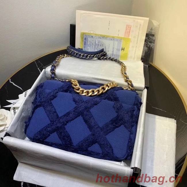 chanel 19 flap bag AS1160 Navy Blue