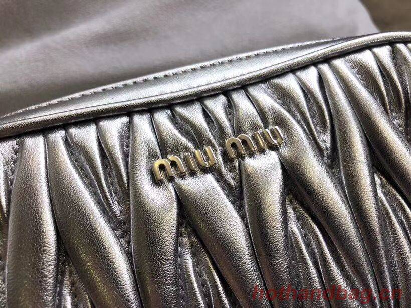 miu miu Matelasse Nappa Leather Shoulder Bag 5BH539A Silver