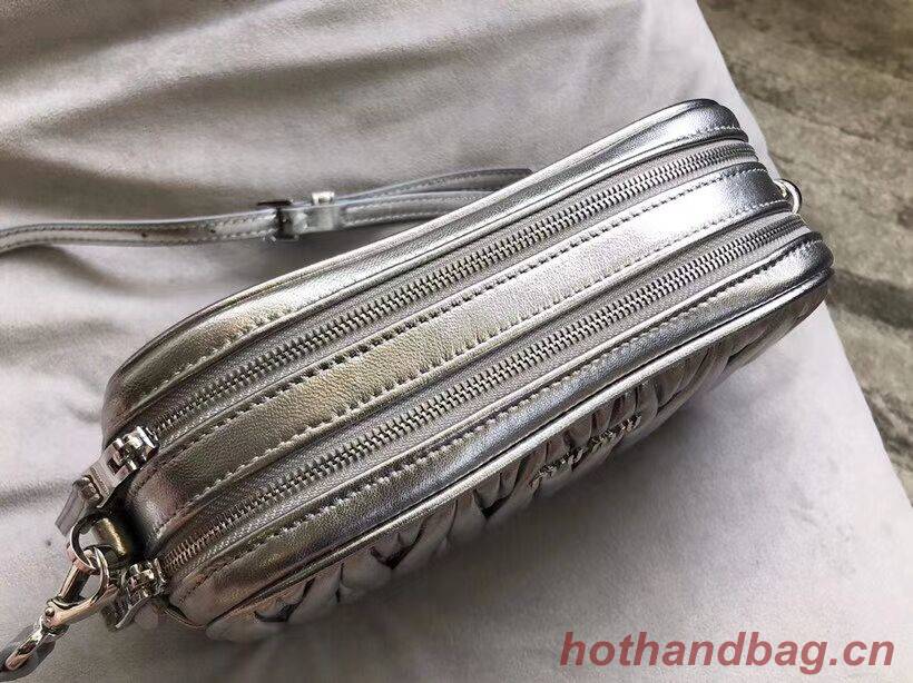 miu miu Matelasse Nappa Leather Shoulder Bag 5BH539A Silver