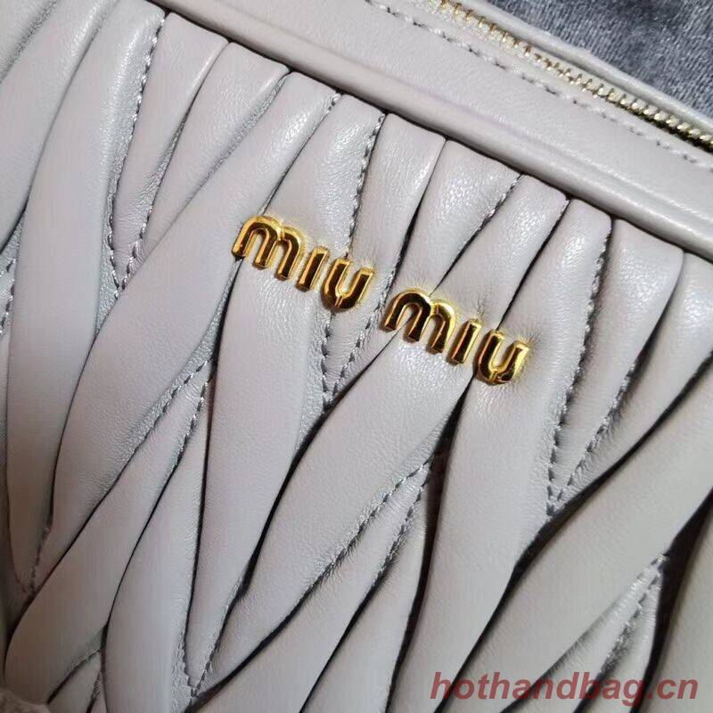 miu miu Matelasse Nappa Leather Shoulder Bag 5BH539A grey