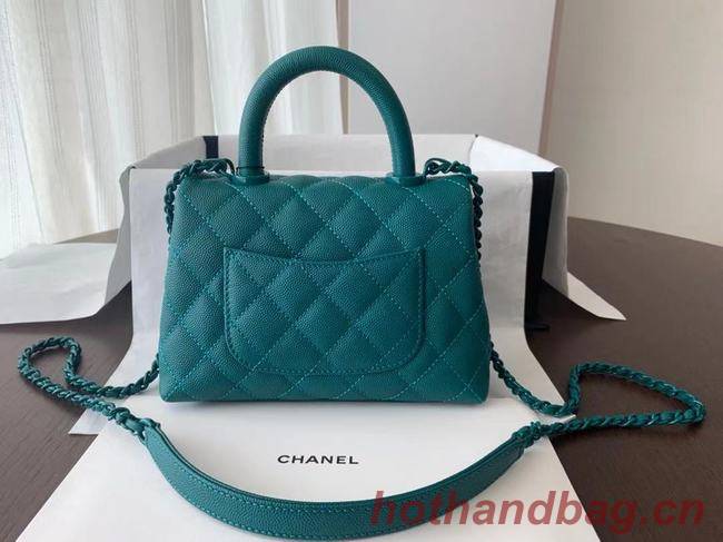 Chanel coco mini flap bag with top handle AS2215 green