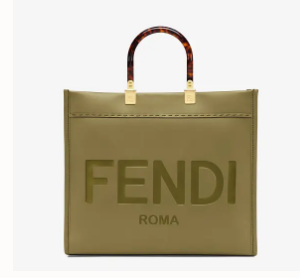 FENDI SUNSHINE MEDIUM green leather shopper 8BH386A