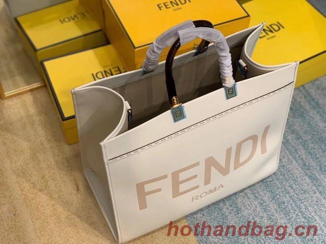 FENDI SUNSHINE large beige leather shopper 8BH387A