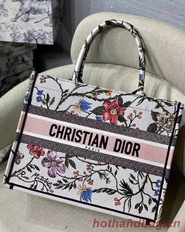 Medium DIOR BOOK TOTE Multicolor Mille Fleurs Embroidery M1296ZW