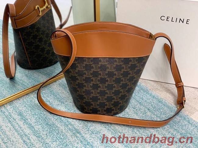 CELINE MEDIUM TAMBOUR BAG IN TRIOMPHE CANVAS 192072 brown