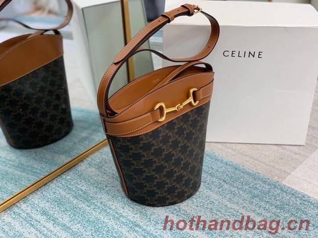 CELINE MEDIUM TAMBOUR BAG IN TRIOMPHE CANVAS 192072 brown