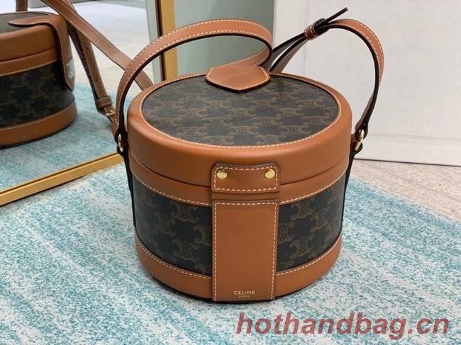 CELINE MEDIUM TAMBOUR BAG IN TRIOMPHE CANVAS 195192 brown